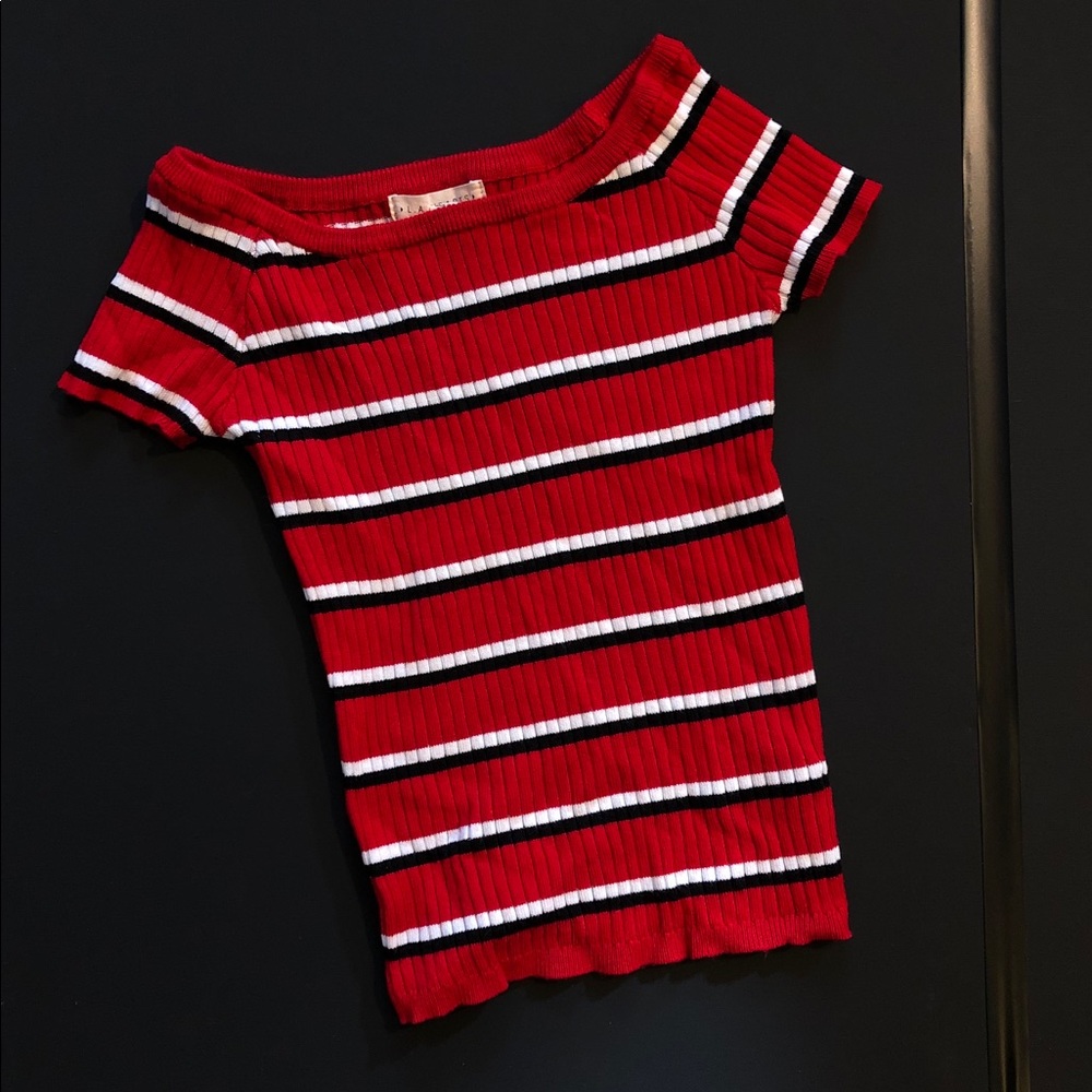 Red off the shoulder crop top